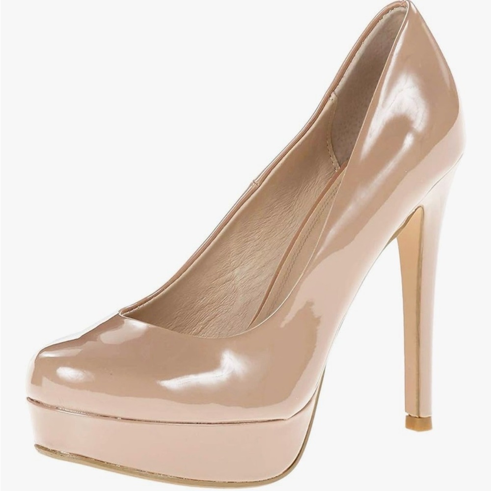 New Chinese Laundry Patent Leather Nude Platform Heels Size 8